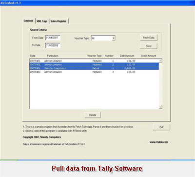 MyDaybook - Pull Tally data