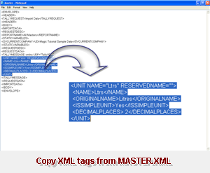 Tally UNIT Master XML tags
