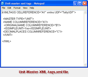 Tally UNIT Master XML Tags