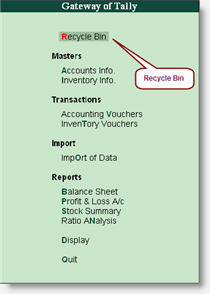 Recycle bin for Tally